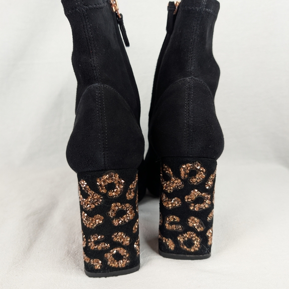 Sophia Webster Felicity Black Suede Leopard Crystal Heel Boots Size 36.5 Womens - Picture 5 of 12